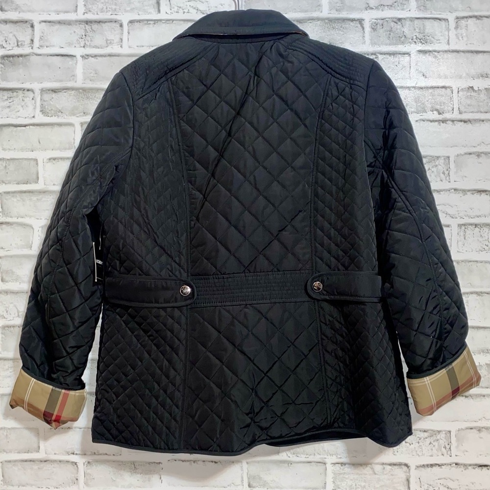 NWT Liz Claiborne Black Quilted Jacket with Plaid Lining - Picture 4 of 7